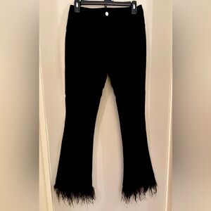 Ostrich feather detail black flair ankle jeans - never worn